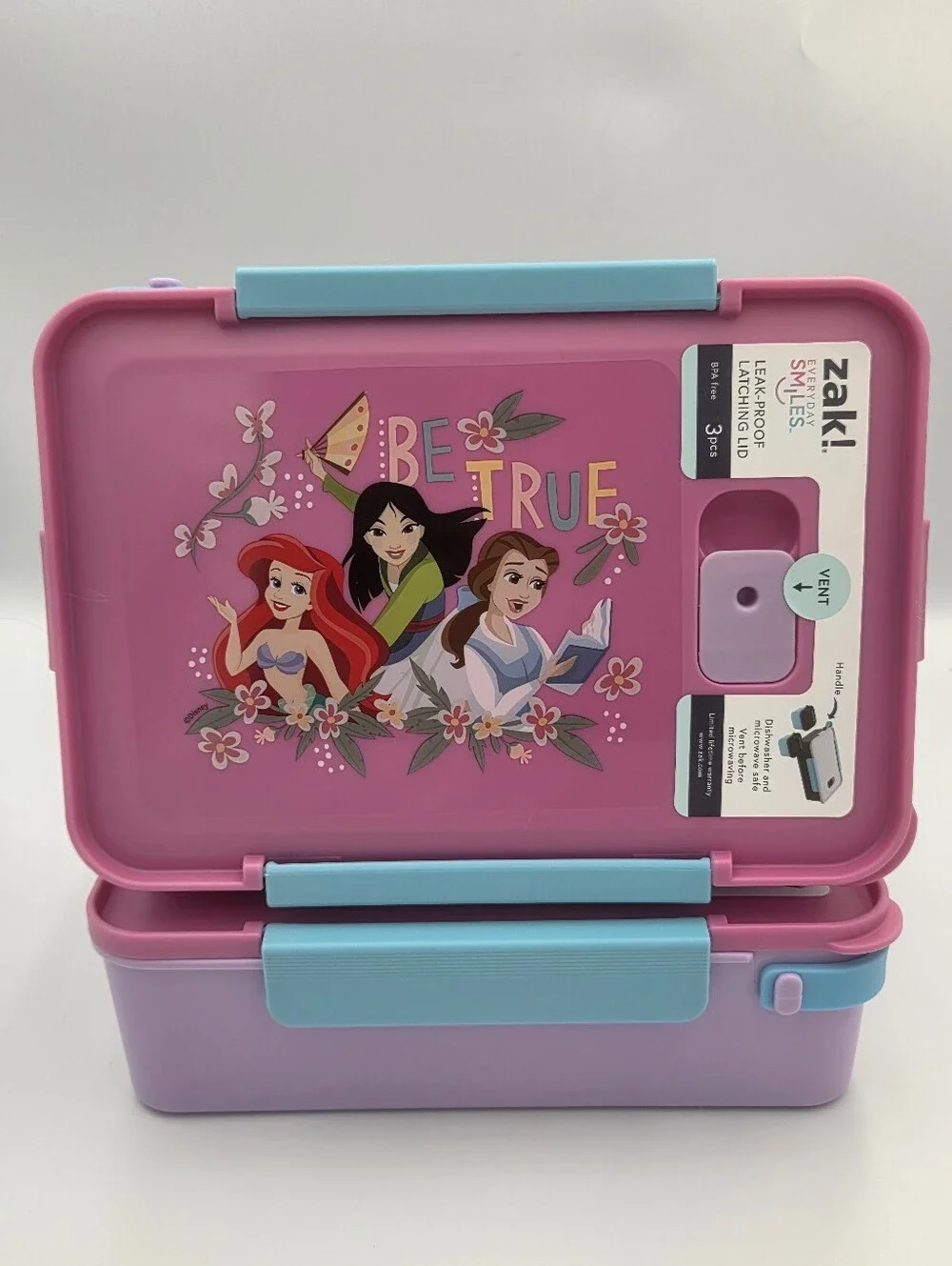 Disney Zak! Lavender Storage Vented Kids Food Box Set Of 2 Nwt
